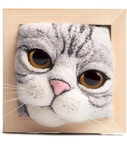 羊毛フェルト 猫の顔アート（オーナー） 羊毛フェルト 猫の顔 アート作品 - メルカリ
